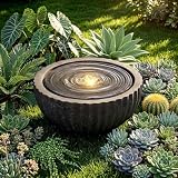 GYMAX Fuente de Jardín Redonda,Fuente Decorativa