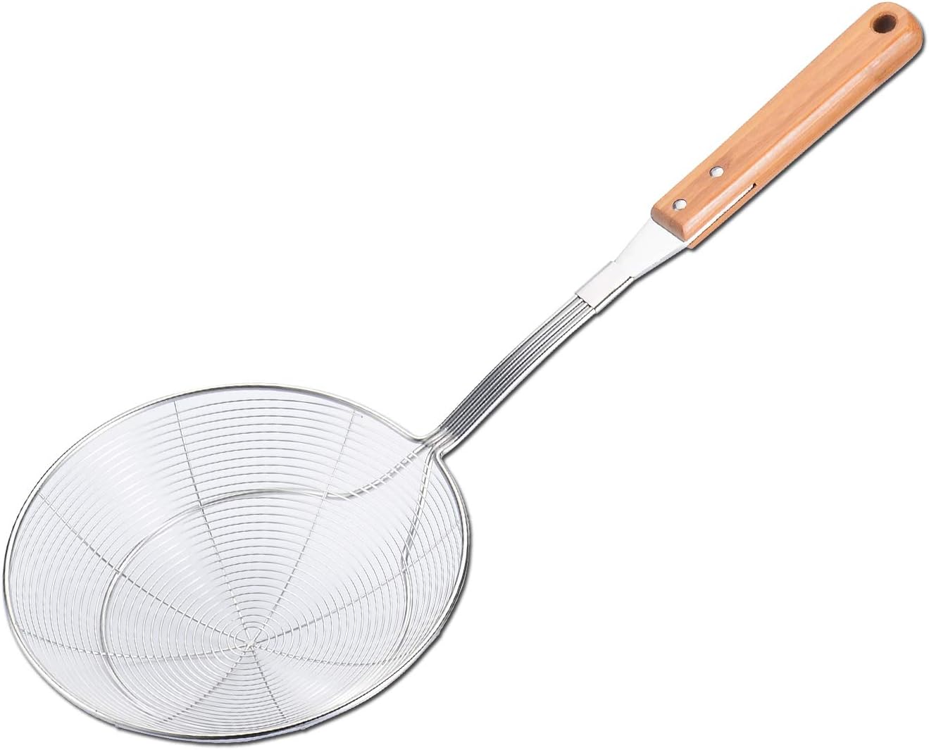 TENTA Kitchen Stainless Steel Wire Strainer, Bamboo Handle (1, L)