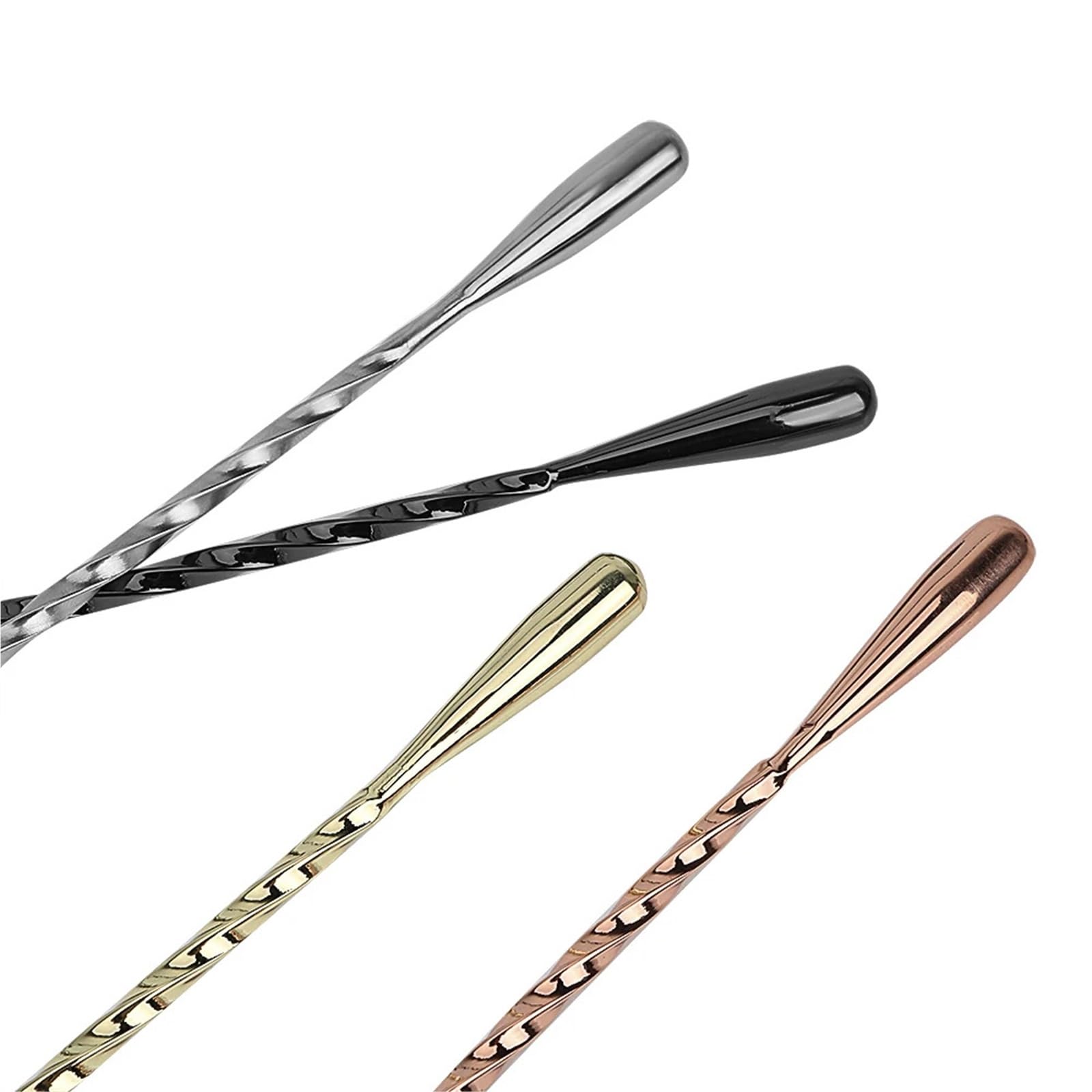 Cucchiaio da bar in acciaio inox da 30/40 cm, a goccia, per mescolare cocktail a forma di goccia, per mescolare bevande a strati