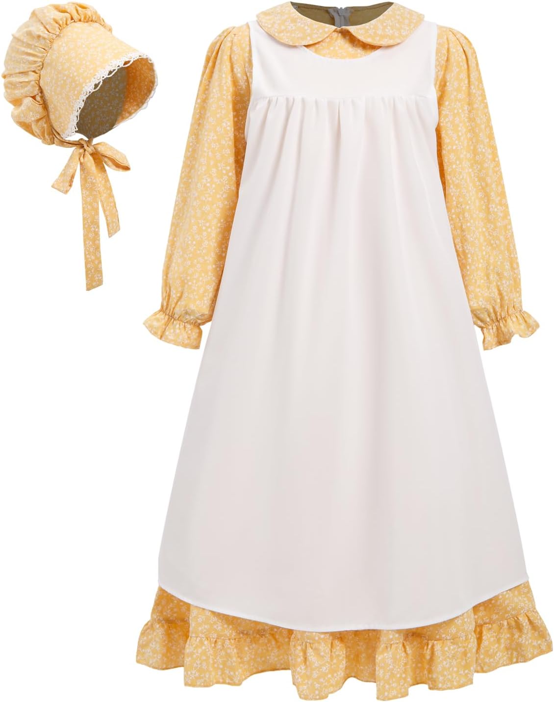 Pioneer Dresses for Girls Prairie Colonial Costume Long Sleeves Laura Ingalls Pilgrim Costume
