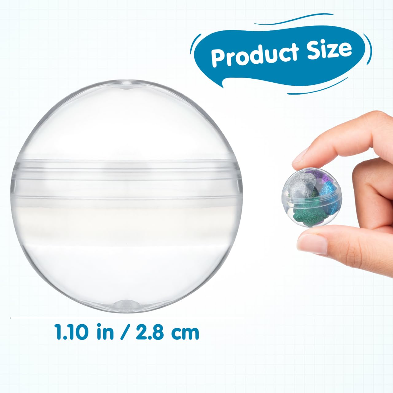 Healifty - Set di 100 palline di Natale in plastica trasparente da riempire - 2,8 cm
