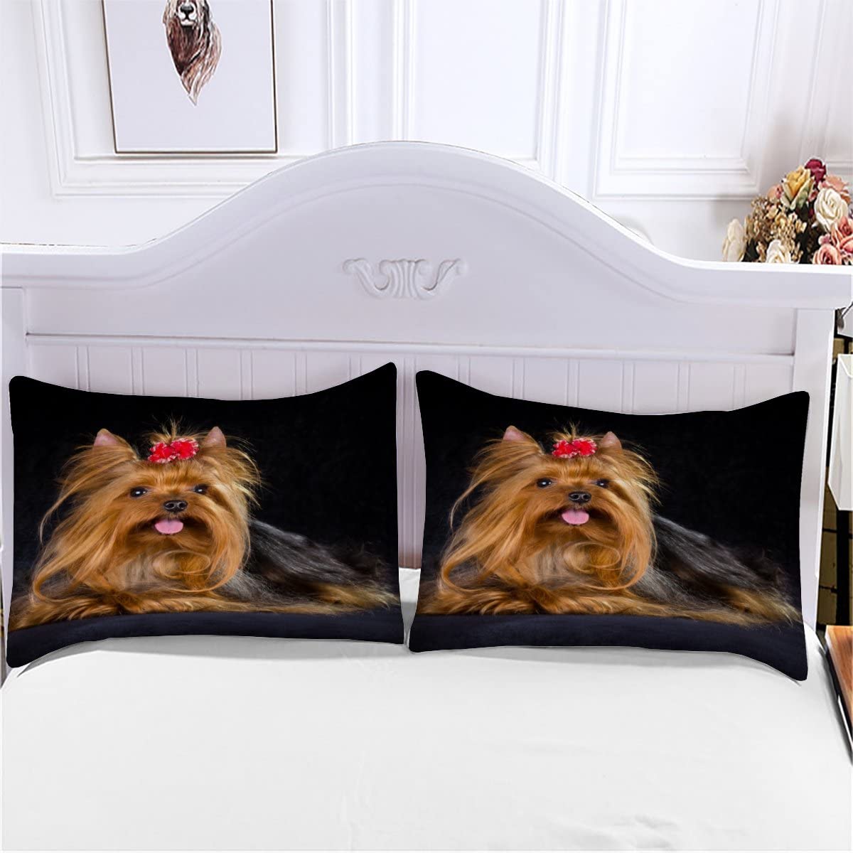 MLUNKQAIL Copripiumino 260x240 Cane Pastore Copripiumini Prateria 3 Pezzi Copripiumone Microfibra Copripiumoni Morbido Reversibile + 2 Federe 50 x 75 cm con Cerniera
