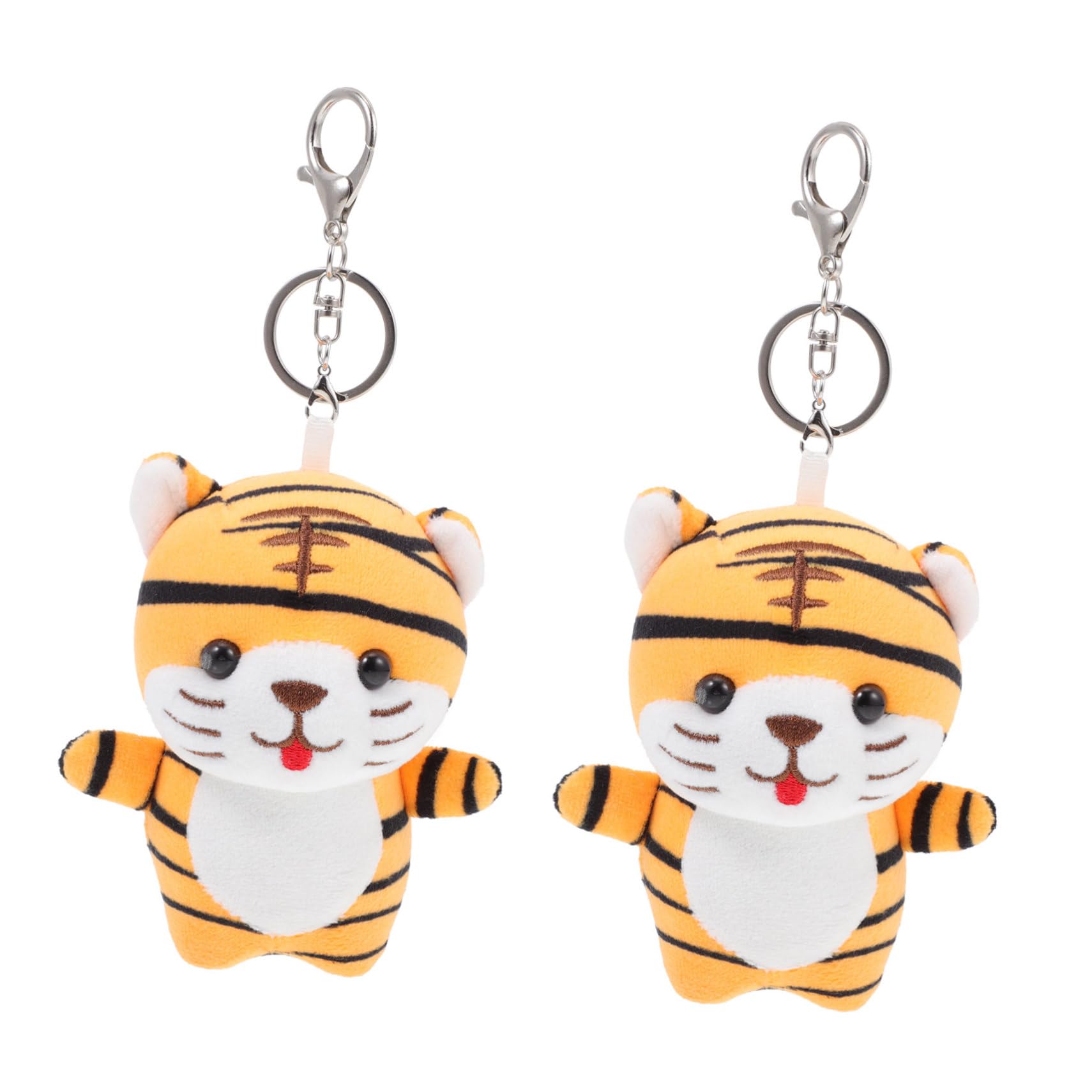 Beavorty 2Pcs Plush Tiger Shape Keychain Pendants Adorable Doll Ornaments for Backpacks and Keys Lightweight and Durable for Animal Lovers