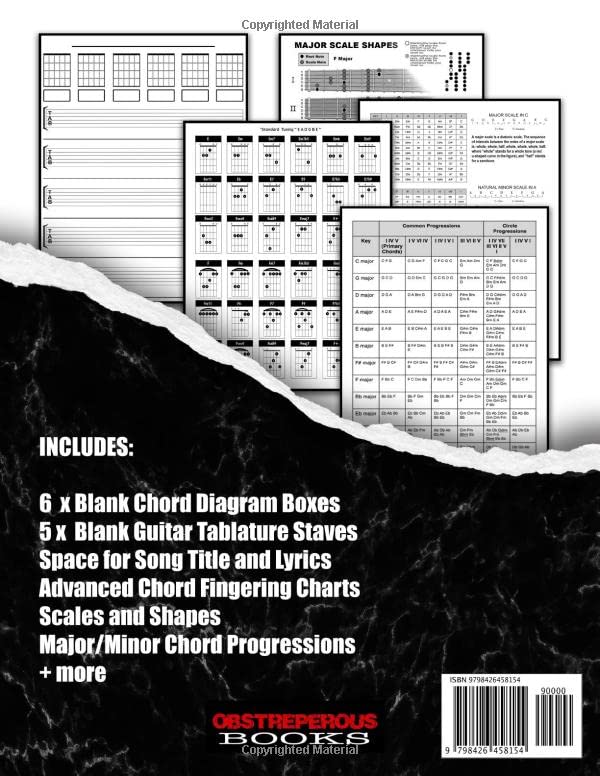 GUITAR TAB NOTEBOOK - SONGWRITER’S EDITION: Unique Combined Blank Tablature Manuscript Paper Featuring Chord Diagrams, Lyric Lines, Chord Fingering ... Musicians & Composers 8.5” x 11” 124 Pages) image 3