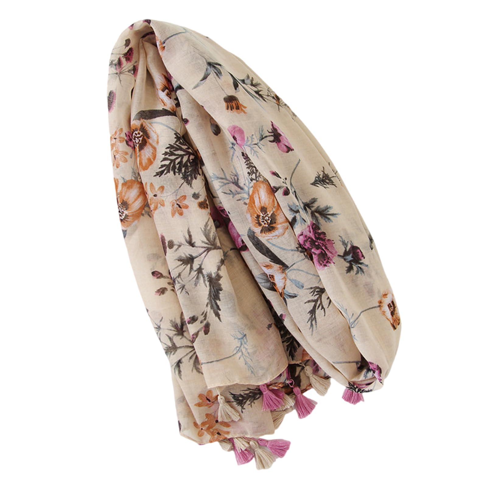 CHIZISX Elegant Flower Print Fringed Shawl Voile Scarf For Women Beach Sunproof Shoulder Wrap Hijab Headscarf For Outdoor Scarf