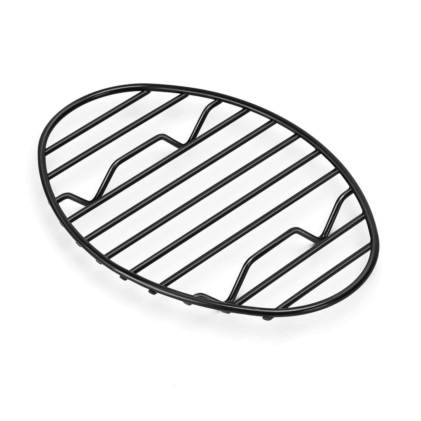 Oval Roasting Rack with Integrated Feet, Non-Stick Coating, Baking Rack Easy to Clean for Cooking, Roasting, Drying, Grilling 10 * 6.5'' inches Black