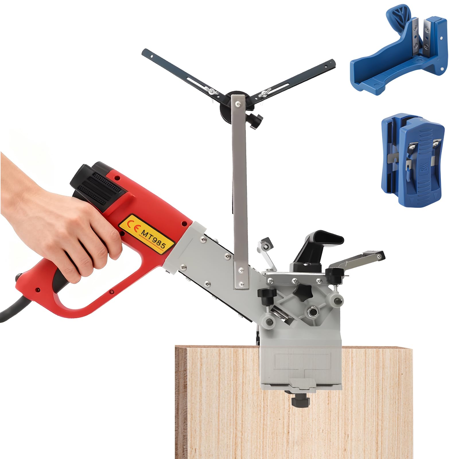 Photo 1 of Professional Edge Banding Machine, 110V Portable Woodworking Tool, 2000W, Red, with Temperature Control, for Straight and Curved Edges