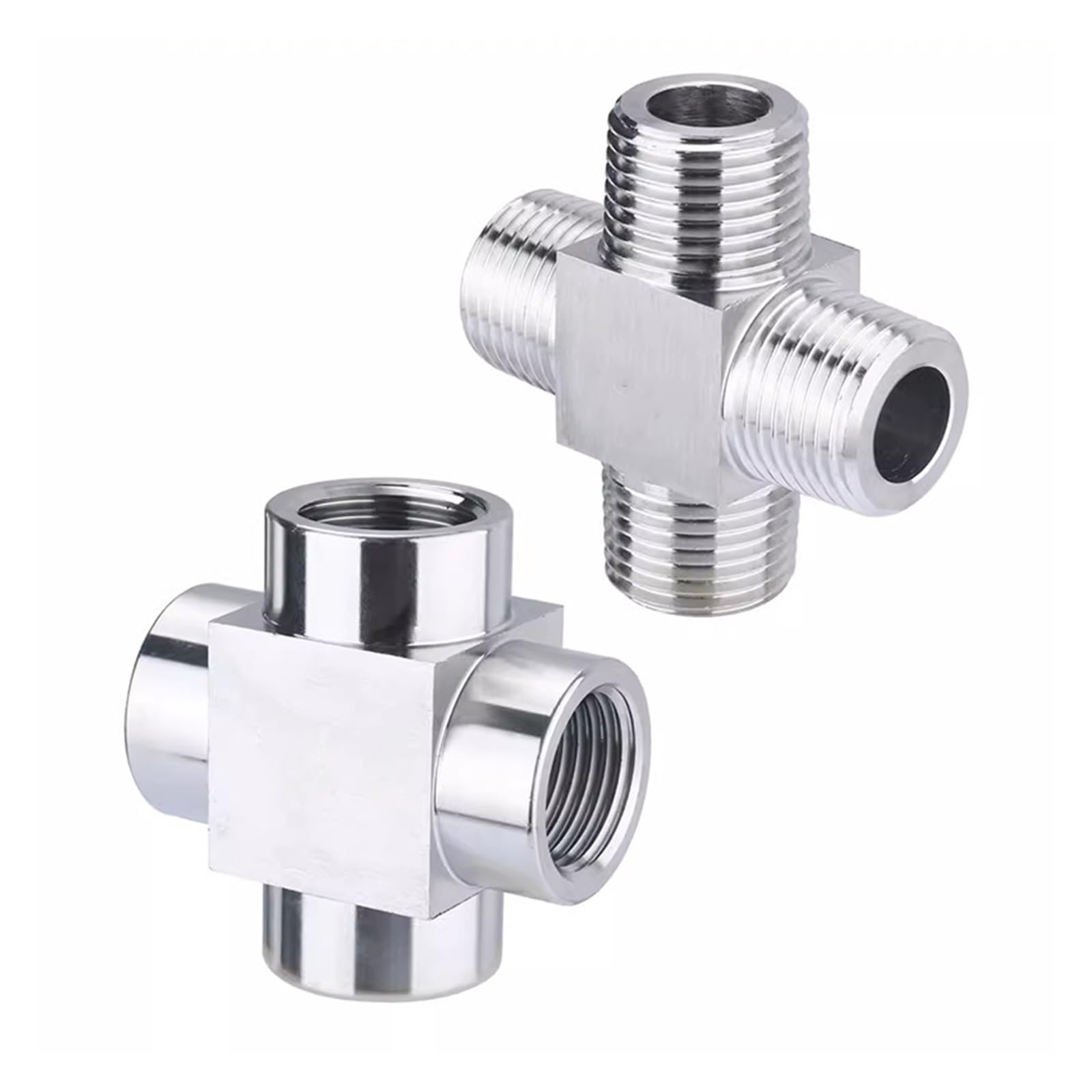 Raccordo for tubi a pressione in acciaio inossidabile 304 a croce a 4 vie con filettatura femmina NPT, M14 M16 M18 M20 1/8" 1/4" 3/8" 1/2" 3/4" BSP(BSPP1 Female)