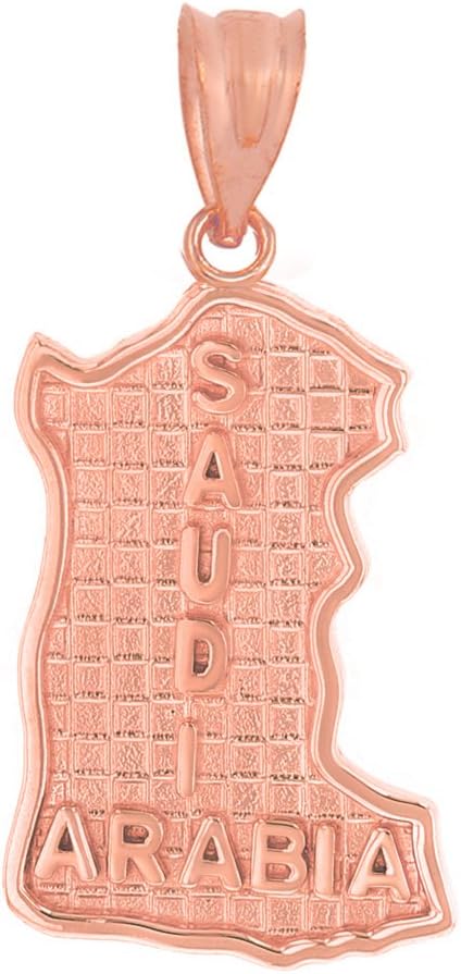 Solid 14k Rose Gold Saudi Arabia Map Charm Pendant