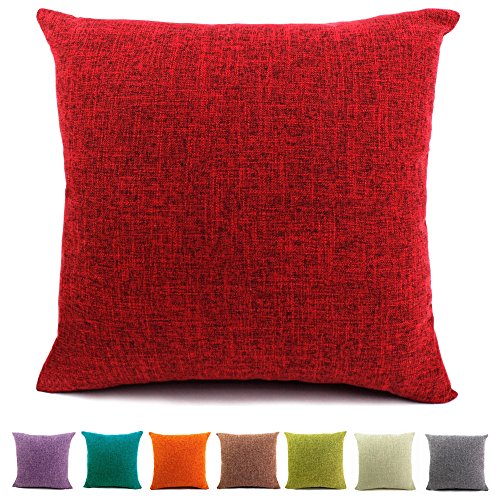 Easondea Fundas de Cojín de color sólido Square Decorativos para Sofá Cama Coche Fundas Cojines Funda de Almohada Borgoña 60X60CM