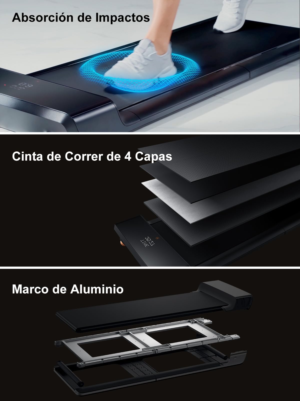 WalkingPad A1 Plus(A1 Pro) Cinta de Correr Plegable, Cinta de Andar 0.5-6 km/h con Control Remoto y App, Walking Pad Compacta para Casa y Oficina, Peso Máximo 136 kg