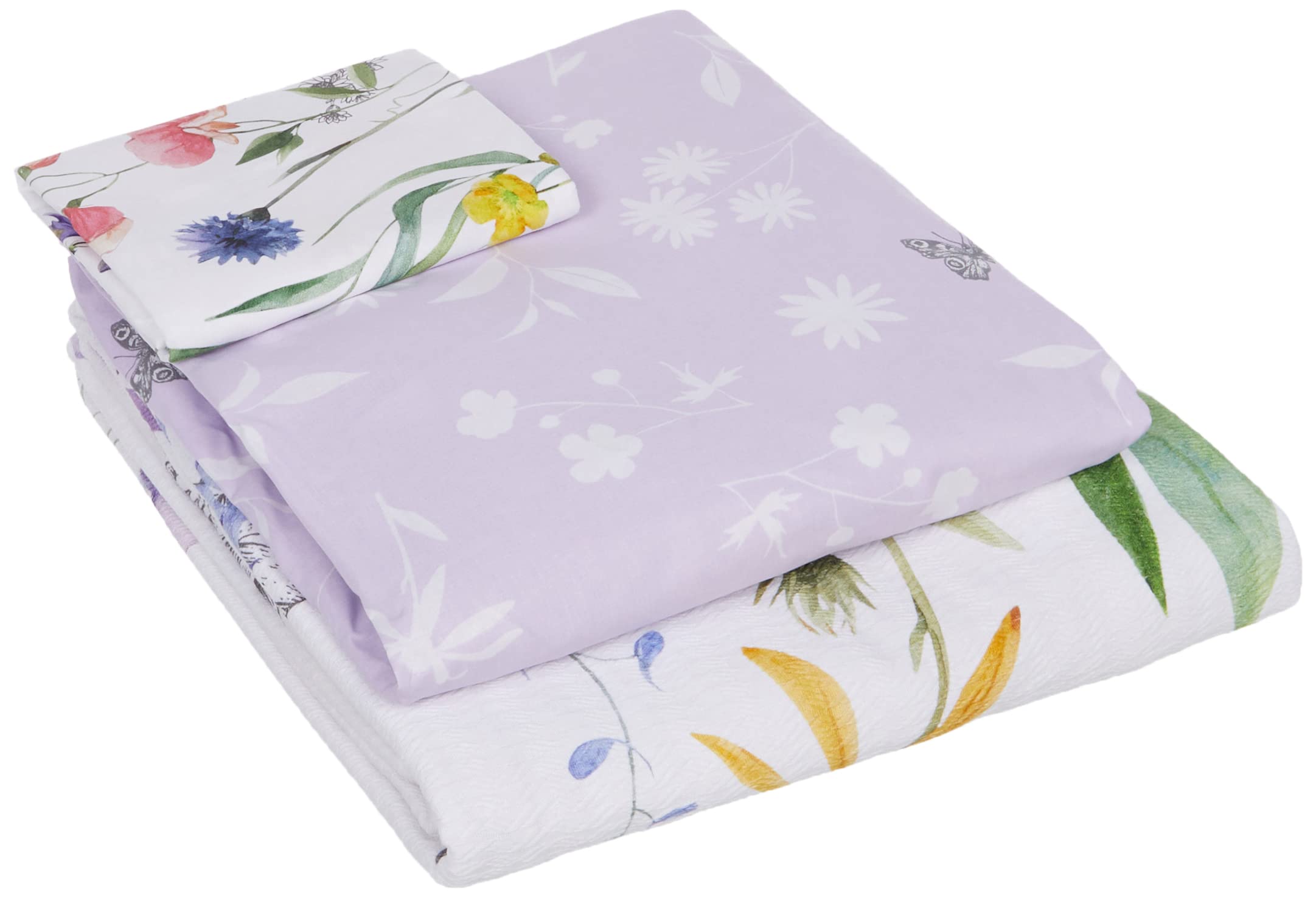 Taç Beauty Çiçek Desenli%100 Pamuk Pike Takımı, Lila, Tek Kişilik