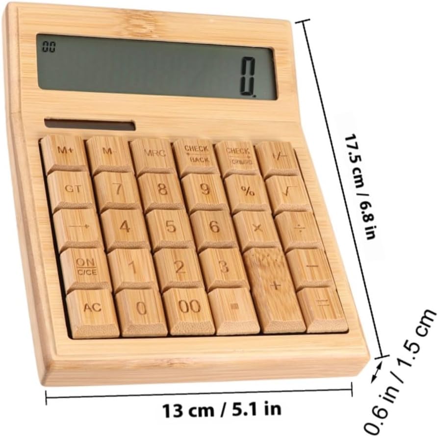 Solar-Powered 29-Key Calculator Portable Electronic Calculator for Office Use with LCD Display and Tilted Angle Design