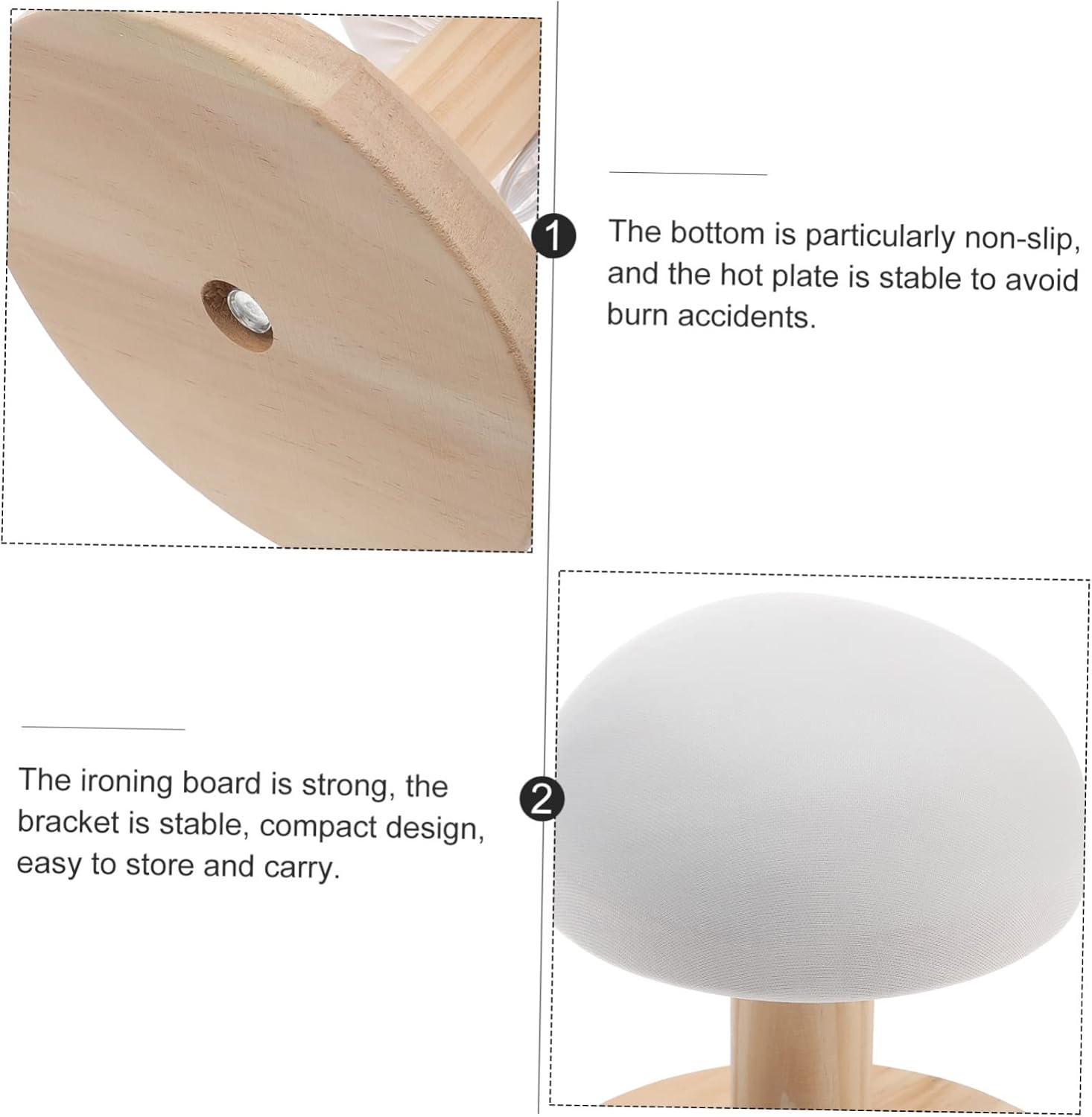 Kichvoe Round Ironing Stool with Thickened Wood Base for Stable Support Compact Clothes Ironing Board Pad for Shirts Pants Skirts and Curved Shoulders Easy to Store and Random Color