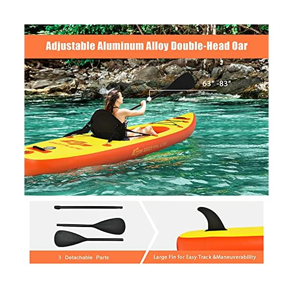 Goplus Inflatable SitOnTop Kayak, 11FT 1 Person Canoe w/ Adjustable