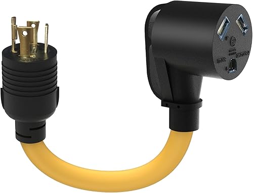 Miniatura 1 de Adaptador de bloqueo giratorio de 4 clavijas de 30 amperios, cable adaptador de generador a RV con asa, bloqueo giratorio L14-30P macho a TT-30R