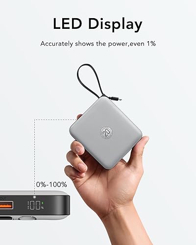 Miniatura 5 de VRURC Cargador de teléfono portátil de 20000 mAh con 4 cables integrados, batería externa de carga rápida de 22.5 W, USB C, para iPhone 16, 15, 14,