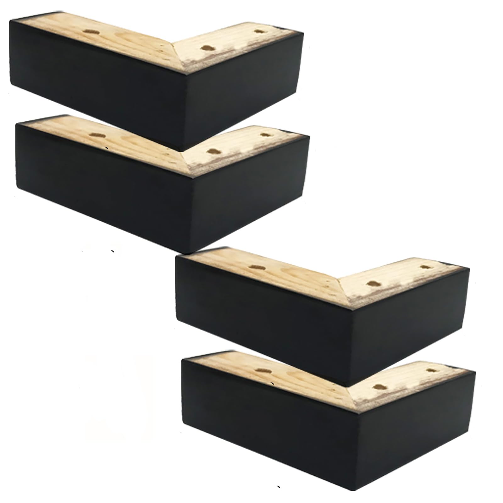 Elevadores de cama de madera y patas de sofá – Juego de 4 patas de sofá en forma de L de madera maciza, reemplazo de 5 cm de altura para aparadores y mesas, elevadores de muebles duraderos