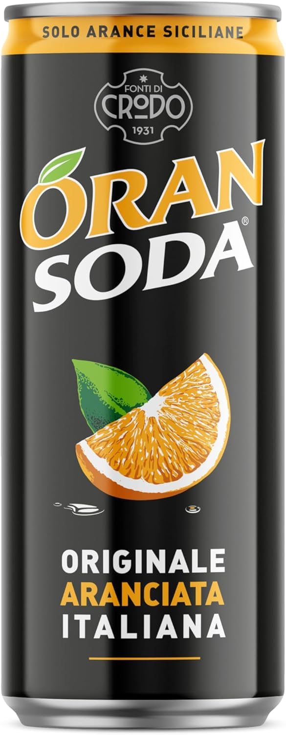 Italian Gourmet Aranciata Limonata Italiana Orangenlimonade 48 x 33cl Dosen | Bibita frizzante all'arancia, gusto dolce agrumato; sprudelnder Softdrink, Gesamtnettogewicht 15,84 L + Kostenlos Polpa 400g