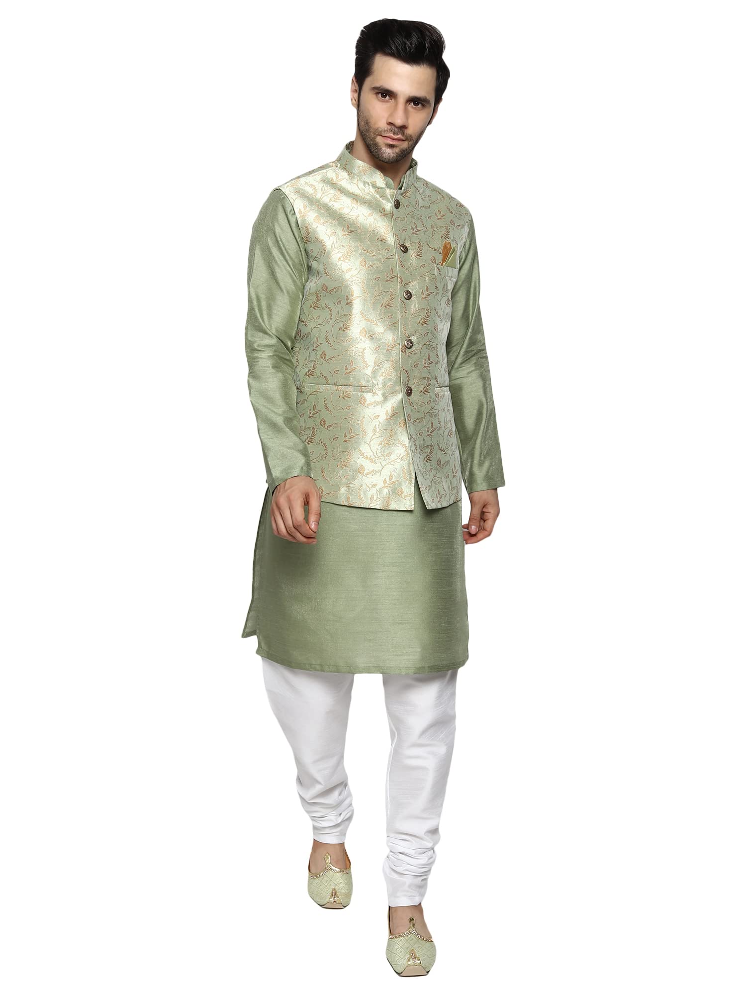 uri and mackenzie Men's Silk Blend Kurta Pajama with Designer Ethnic Nehru Jacket/Modi Jacket…-picture-45