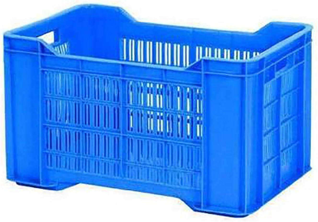 A.SHARIF Plastic Crate for Vegetable Fruit Storage, Multipurpose Home & Kitchen Organizer Basket, Food Grade HDPE, Strong & Durable, 20 kg Capacity, Blue, 54.2 x 36 x 30 cm