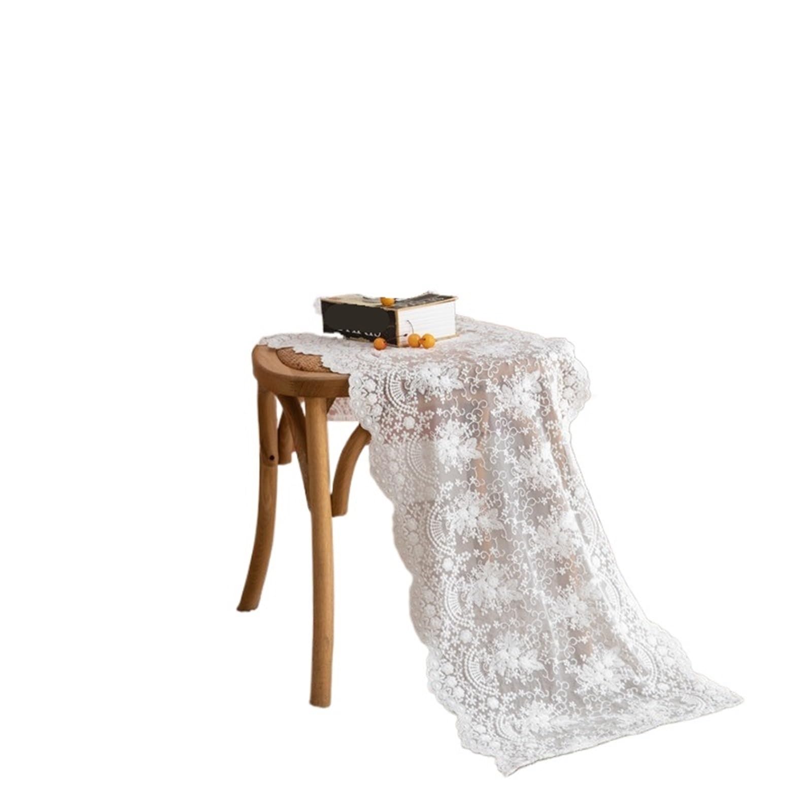 3pcs Vintage Lace Floral Table Runner Tablecover Tablecloth Hotel Home Birthday Wedding Party Banquet Decor For Home Party Decor(White,40x140cm)