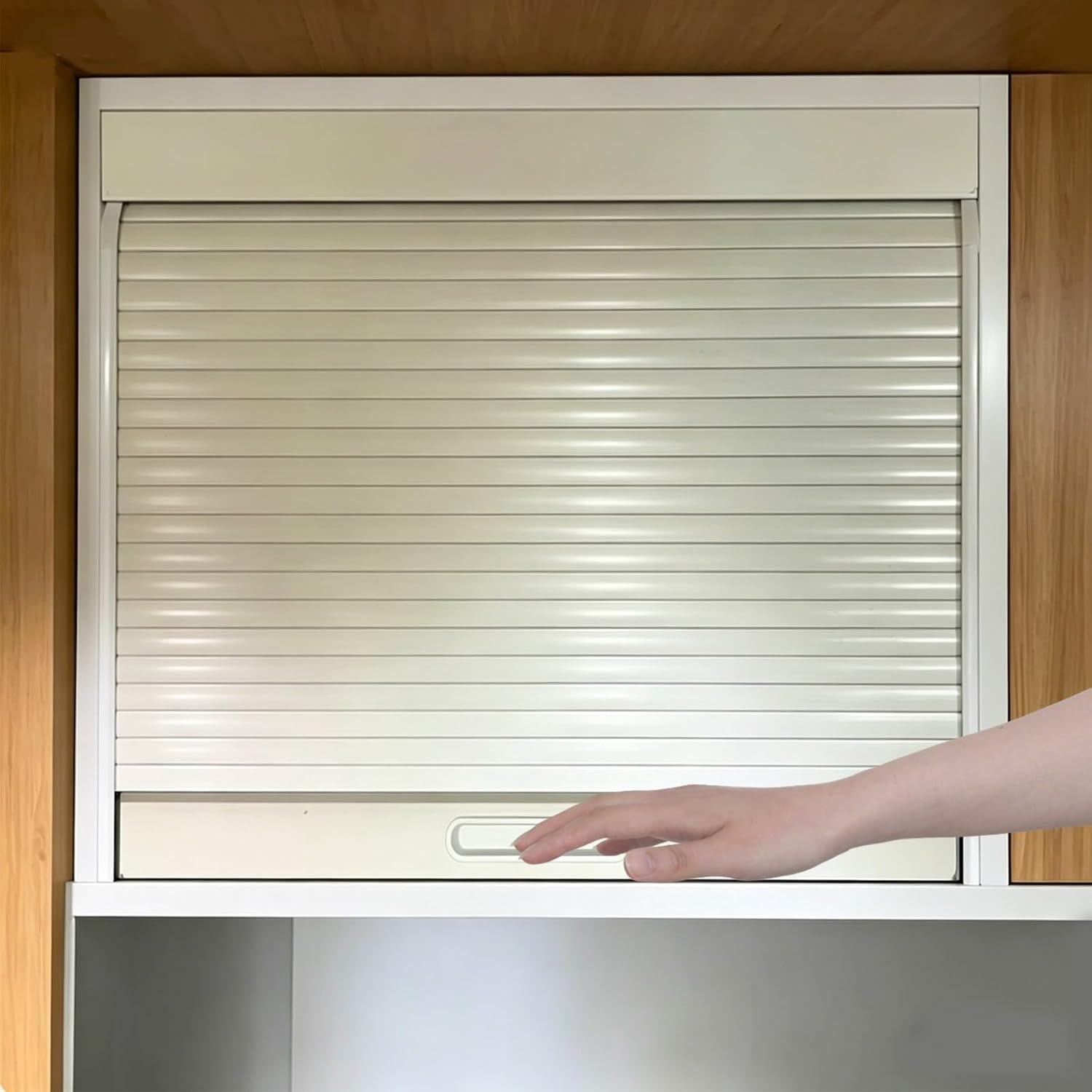LZMZMQ Customizable Sliding Door Roll Up Curtains, Kitchen Cabinet Tambour Door Kit with Assembly Hardware, Space Saving ABS Roll Down Shutters Door(WXH-30X28(76.2X71.1CM))