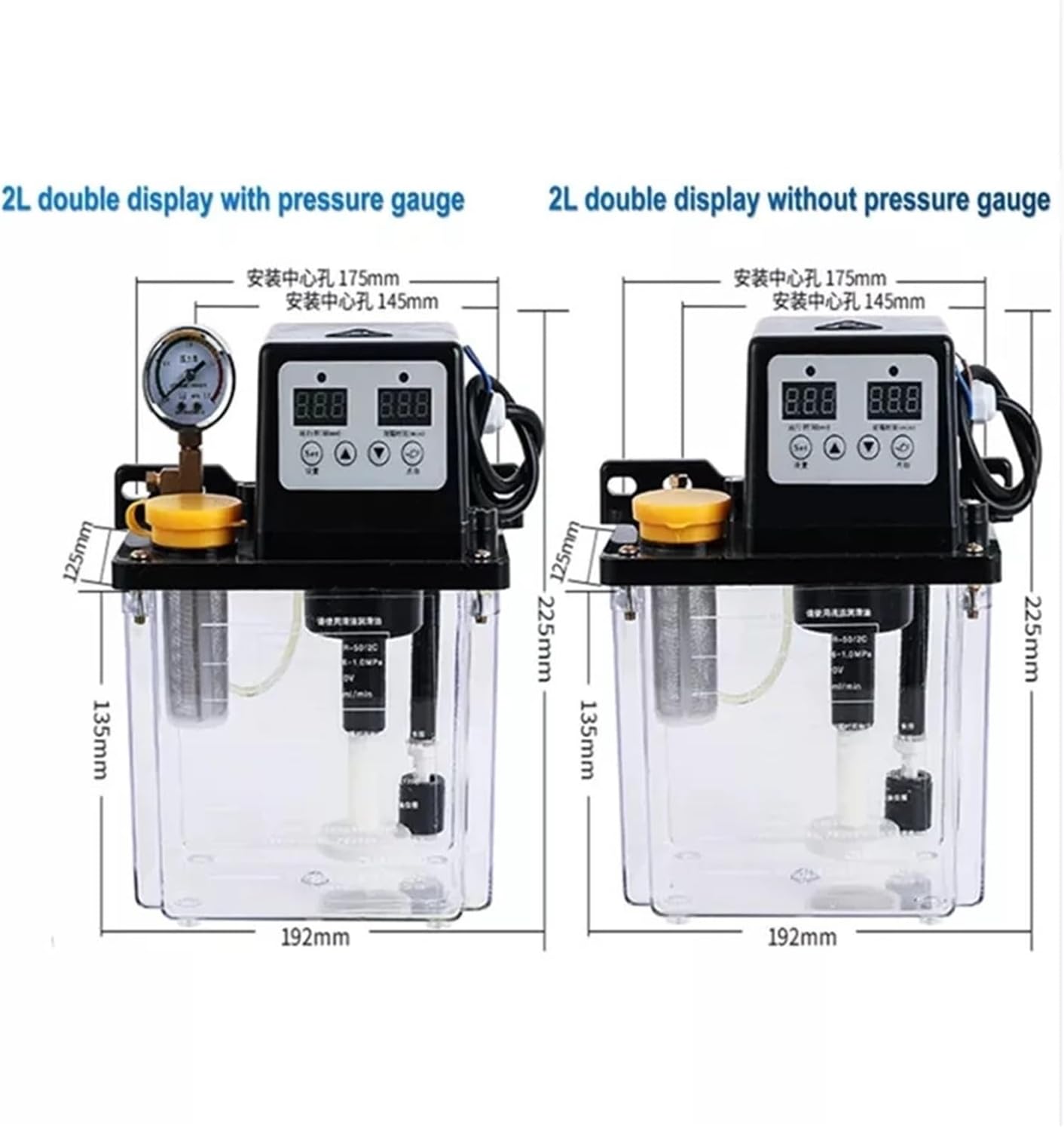 Electromagnetic Lubrication Pump 220V CNC electromagnetic Lubrication Pump Lubricator 0.5/1/2 Liters Lubricant Pump Automatic lubricating Oil Pump Oil Inject(1LnoPressure Gauge)