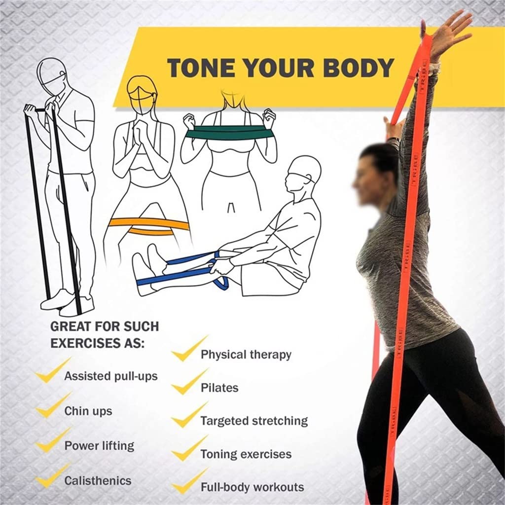 Bandas de resistencia para fitness, bandas elásticas para entrenamiento de fuerza, yoga y entrenamientos de tensión, juego portátil para el hogar y el gimnasio, accesorio de entrenamiento versátil
