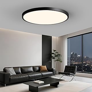 Deckenleuchte LED Schwarz 36W 4000K Deckenleuchten Flach Rund 40CM 3000LM Deckenlampe LED Badezimmer lampe Schwarz Küchenlampe Deckenleuchten für Küche Bad Schlafzimmer Abstellräume Flur