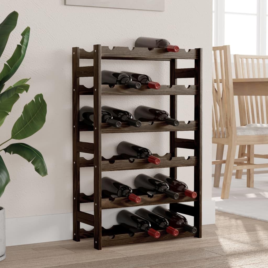 vidaXL Casier à Bouteilles pour 30 Bouteilles, Étagère à Vin avec Rangement, Casier à Bouteilles, Porte-Bouteilles, Moderne, Noir Bois de Pin Solide