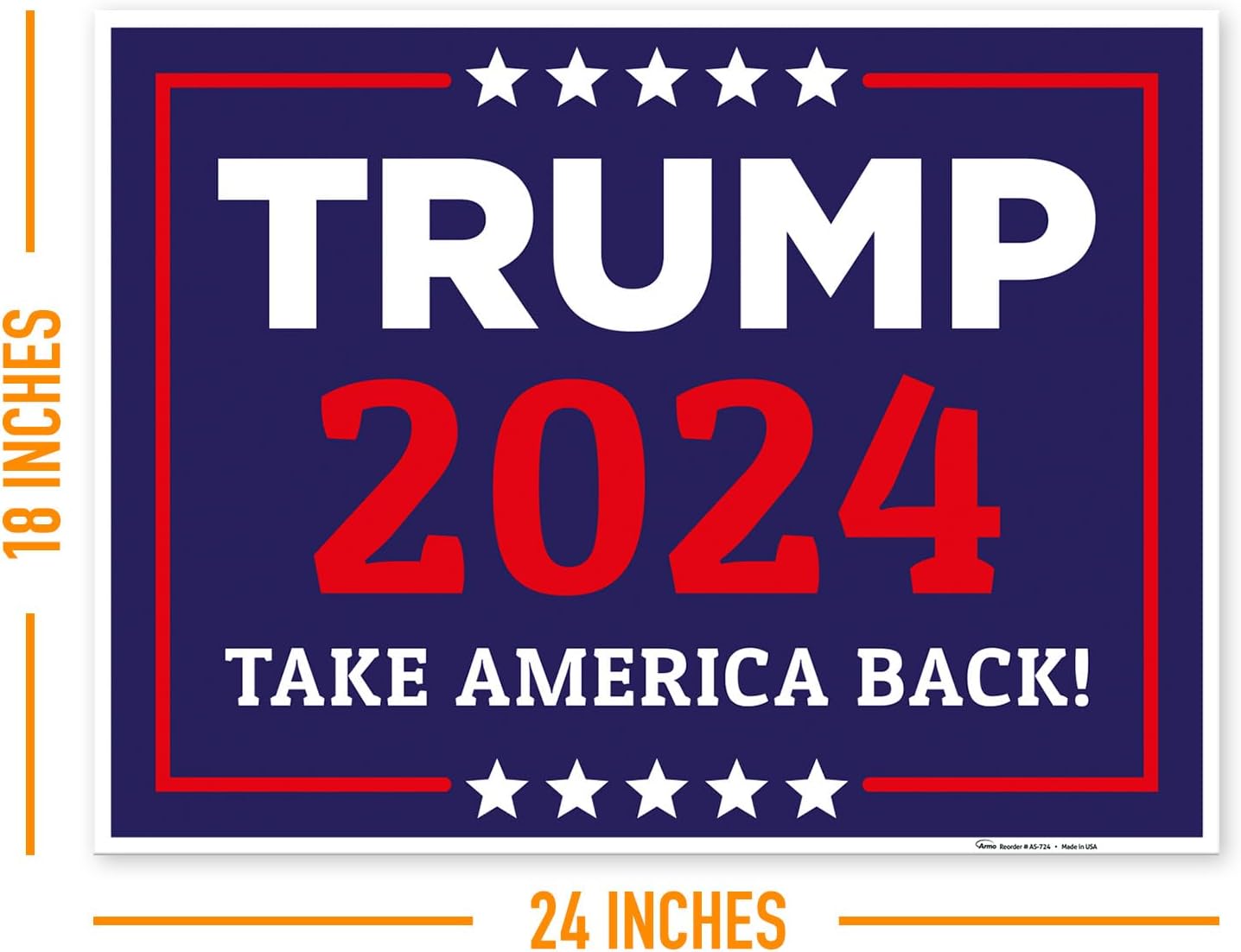 Trump Signs For Yard, Trump Pence Keep America Great 2024 Sign, (3 Pack) 18X24 Inches Double Sided With Metal H Stake Waterproof, 2024 Political Campaign Rally Yard Sign, Trump Signs For Yard, By Armo