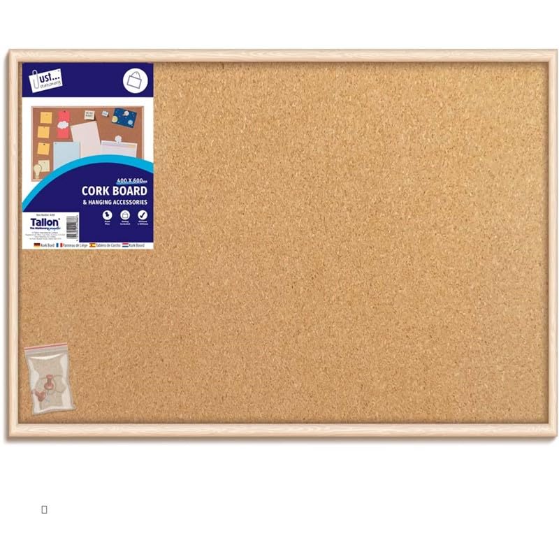 Wood Frame Split Cork/Dry Wipe & Cork Board and Dry Wipe Board, Whiteboard Coloured Markers Bulletin Memo Decor, Home, Office, Push pins and Hanging Hooks (Cork Board, 400 x 600 mm) — image 1
