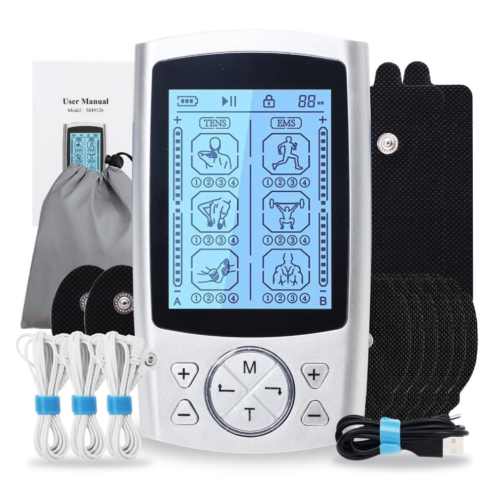 DrBash TENS & EMS unit Machine with Dual Channel 24 Modes
