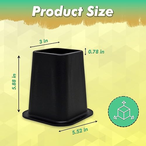 Miniatura 2 de Kings Brand Furniture 6-inch Bed Risers - Set of 4 Black Heavy Duty Stackable Furniture Risers for Under Bed Storage, Desk, Sofa, Couch Negro
