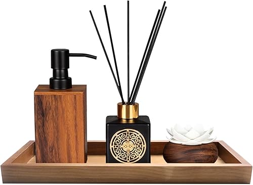 Bandeja de madera para tocador de baño, bandeja decorativa de baño pequeña, bandeja decorativa para tocador de baño, bandeja de perfume para