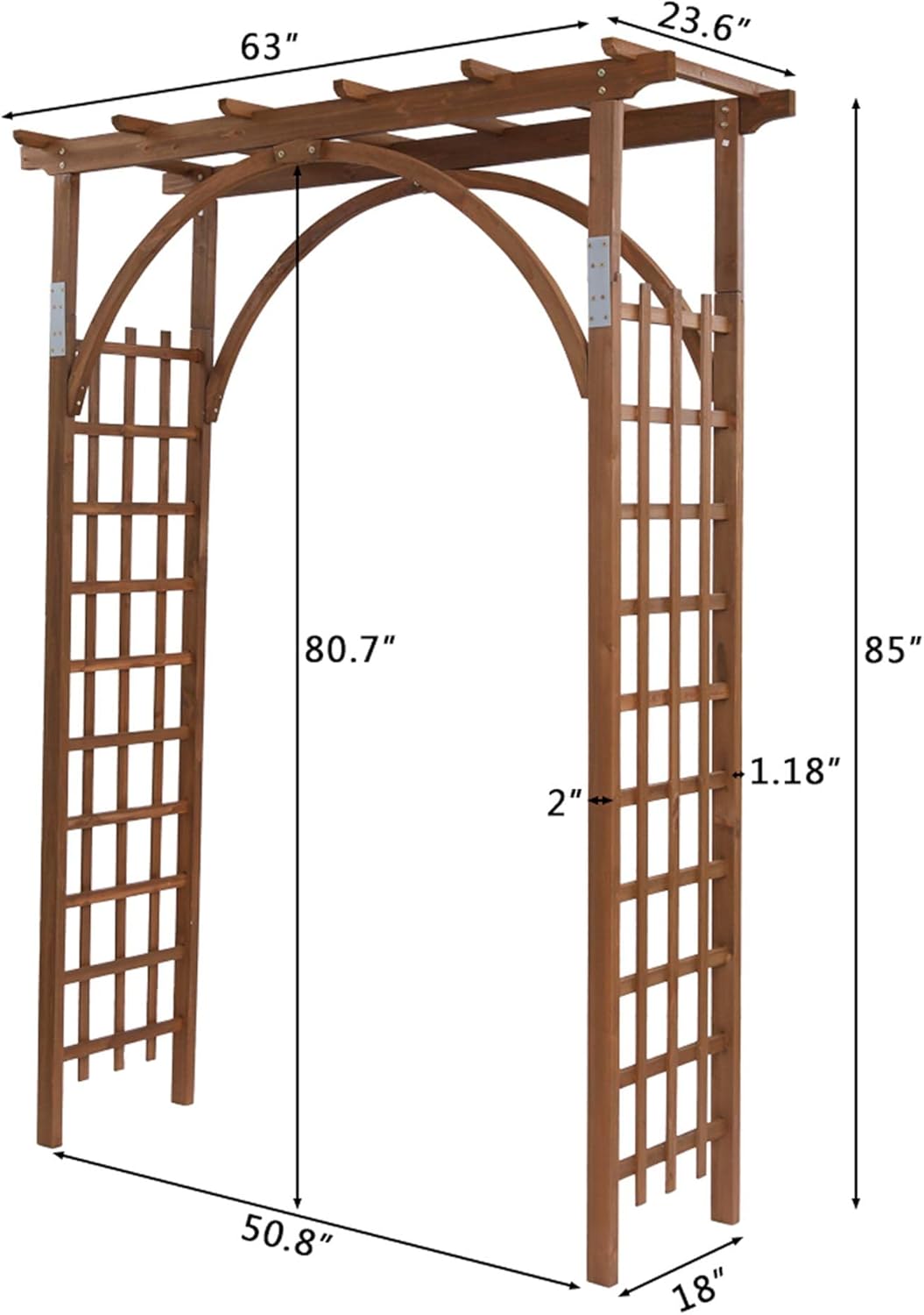 BILEK Wood Garden Arbor Arch, 7FT Natural Fir Wood Arbor Wedding Arch Outdoor Garden Trellis Pergola Arbor with Trellis Wall for Climbing Plants, Wedding,Outdoor Patio Décor, Dark Brown