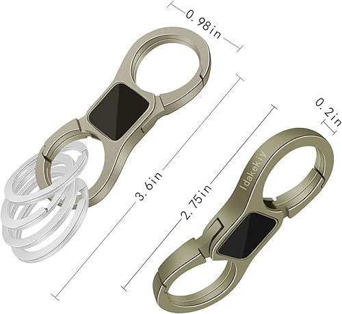 Miniatura 3 de Idakekiy Llavero de liberación rápida con resorte con 4 llaveros, llavero de coche resistente organizador para hombres y mujeres