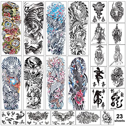 Aresvns Japanese Temporary Tattoo For Men And Women 23 Sheets,Christmas Sleeve Tattoos And Half Arm Tattoos For Adults,Waterproof Fake Tattoos That Look Real And Last Long Christmas Gift #TOP10