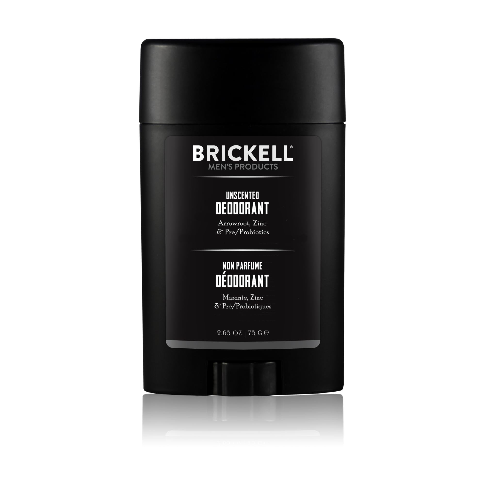 Brickell Men's Products Deodorant For Men, Aluminum, Alcohol, and Baking Soda Free, With Arrow Root Powder, Olive Oil, and Inulin, 2.65 Ounce, Unscented