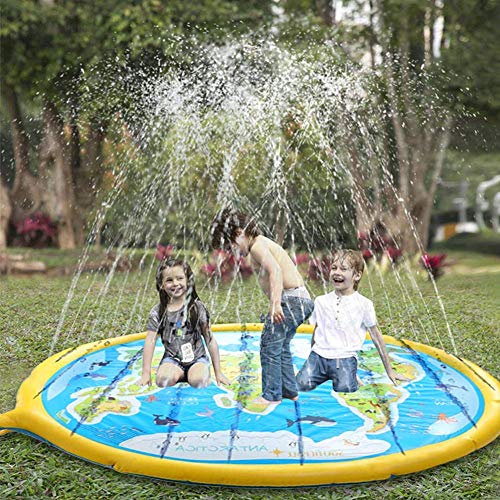 LFEWOX Water Splash Spiel-Matte Splash Pad, Sprinkle Planschbecken Für Kleinkinder Kinder Erwachsene Haustier Im Sommer Sprinkler-Auflage Für Gartenlage Familienaktivitäten Cover