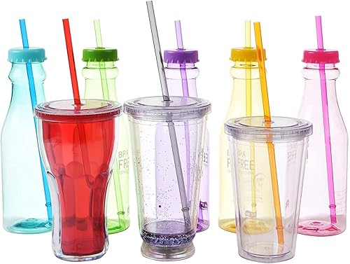 Miniatura 4 de ALINK Paquete de 35 popotes reutilizables de plástico duro Tritan con cepillo de limpieza, popotes irrompibles de 10.5 pulgadas de largo y grueso