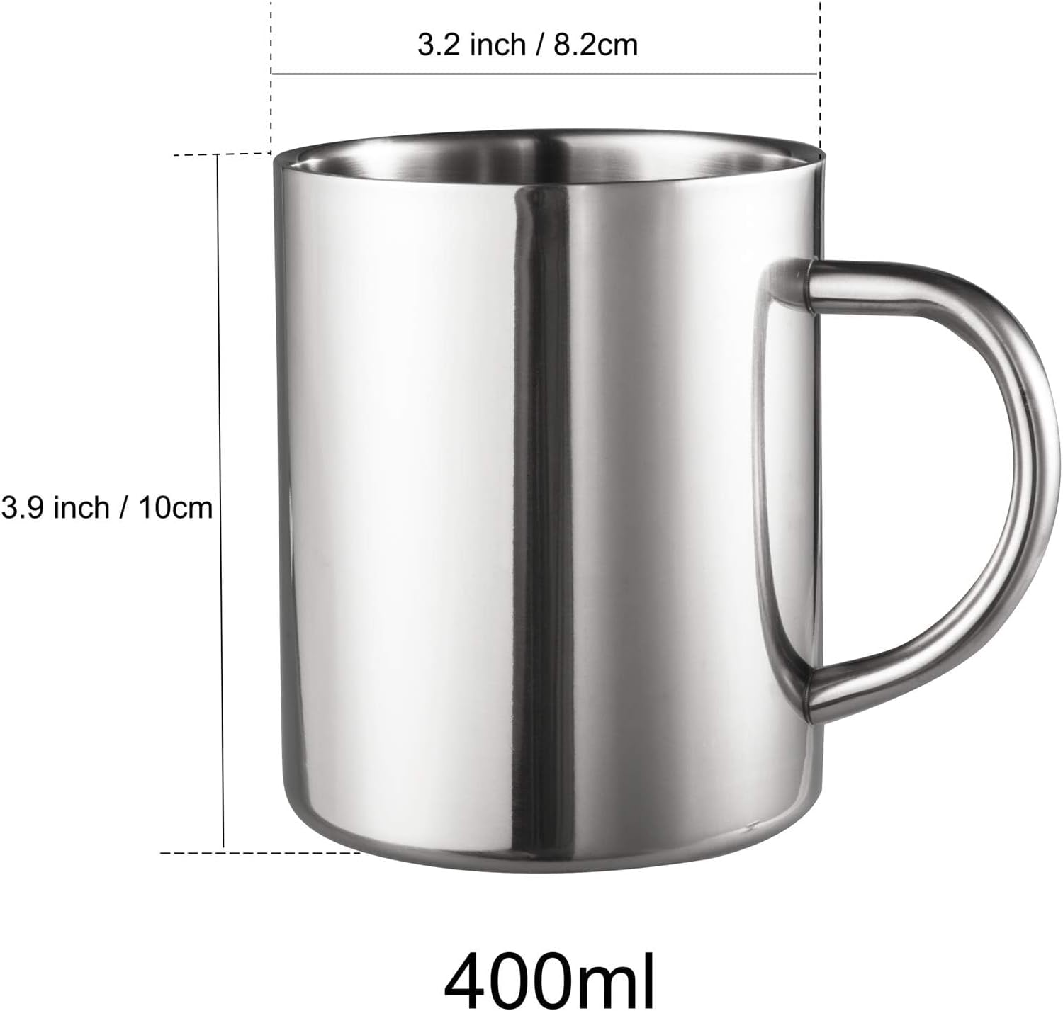 IMEEA Coffee Mugs Unbreakable Double Walled Stainless Steel Mug with Handle 13.5oz/400ml Camping Coffee Mugs, Set of 2 - Image 2