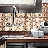 HomeyMosaic 10-Sheets Metal Backsplash Peel and Stick Glass Tile Stick on Kitchen Bathroom...