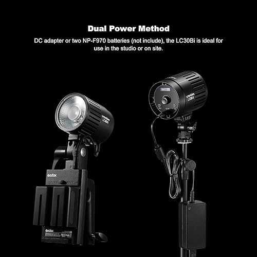 Miniatura 7 de Godox Litemons - Luz LED de mesa con soporte y cable de alimentación, 3200K-6500K 38W luz de video LED bicolor, CRI 95+TLCl 96+, 11 efectos de luz