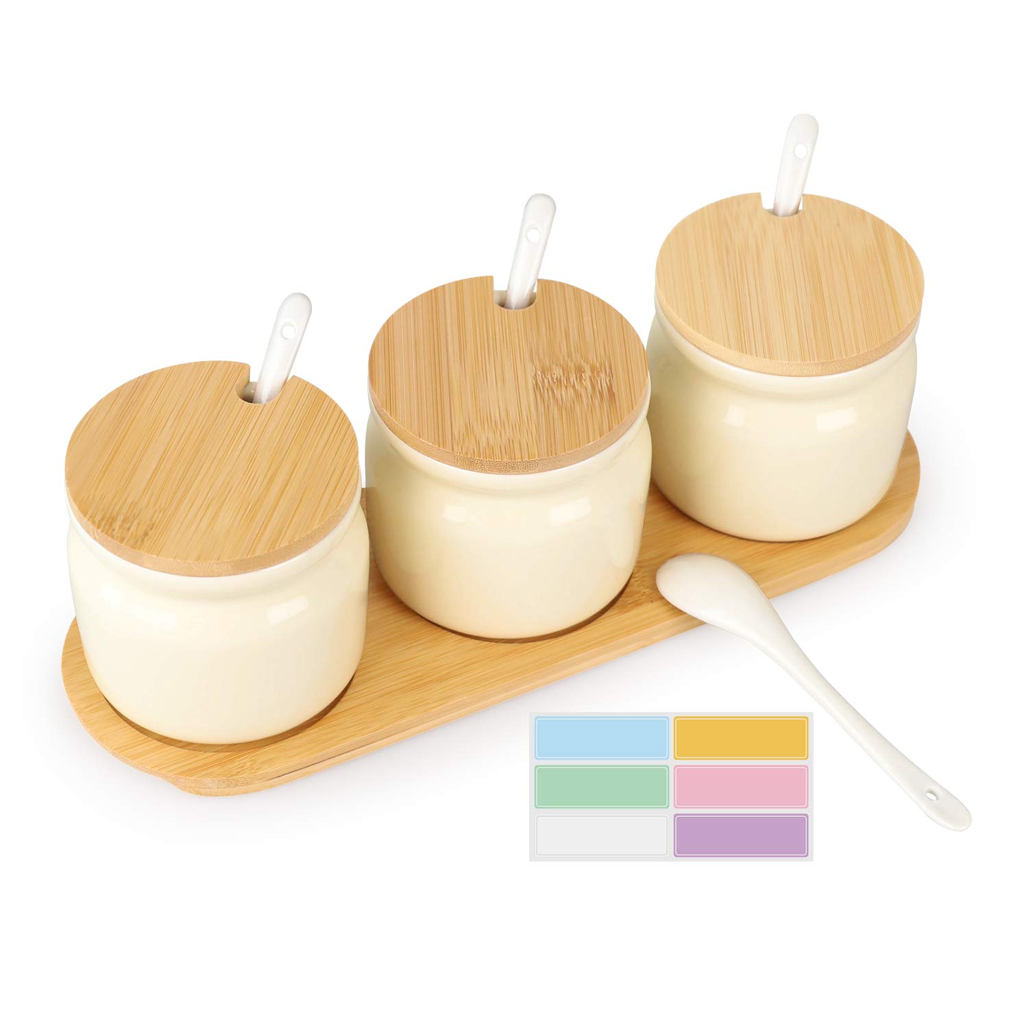 Buy Set of 3 Porcelain Condiment Jar Pot Spice Container 5.8 oz/170 ml