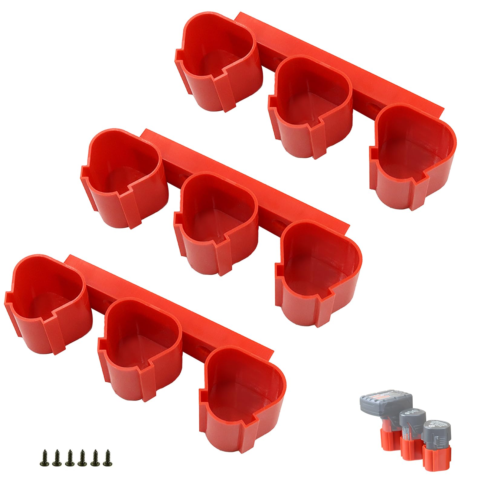 Akocire Battery Holder Compatible with Milwaukee M12 12V Battery Wall Mount Li-ion Battery Storage Organizer Containers 9 Slot Cordless Power Tool