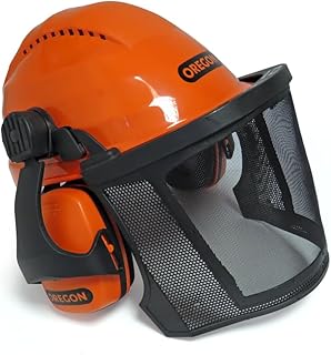 Oregon Waipoua Professional Chainsaw Safety Helmet with Ear Protection Cuff and Mesh Visor, Impact Resistant, Comfortable Protective Helmet Safety Equipment (562413), One Size, Orange