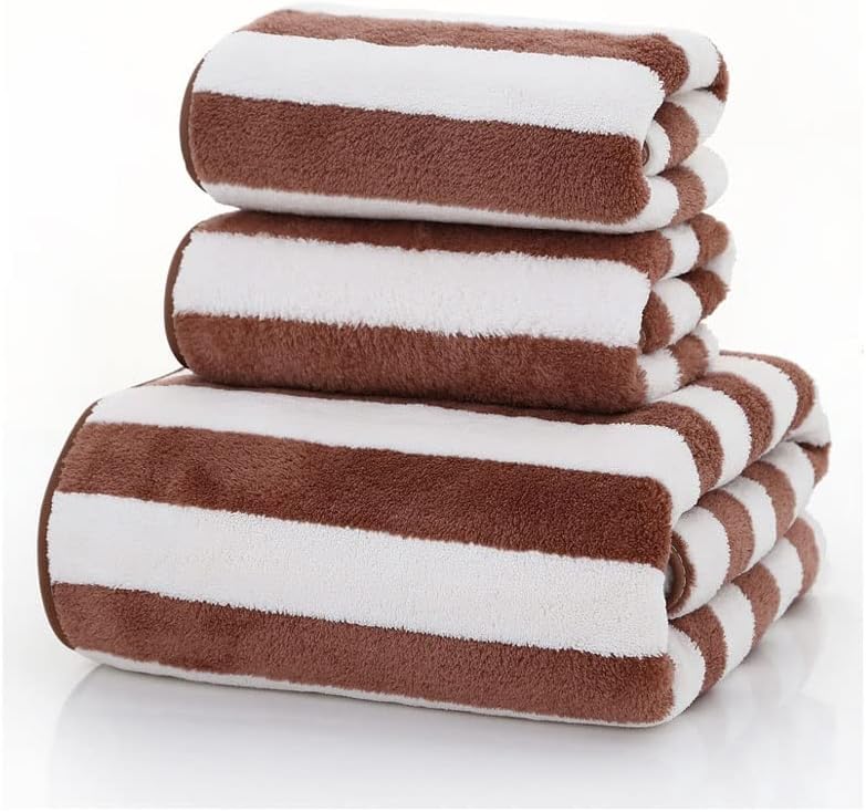 Microfiber Stripe Towel Hotel Supplies for Bath Shower Towel Face Towel Bath Spa Towel 3pcs/Set(A)