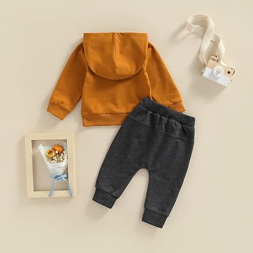 Miniatura 4 de Ropa de bebé niño 3 6 9 12 18 24M 3T Conjunto de pantalones con capucha patchwork sudadera con capucha pantalones de rayas traje de otoño invierno